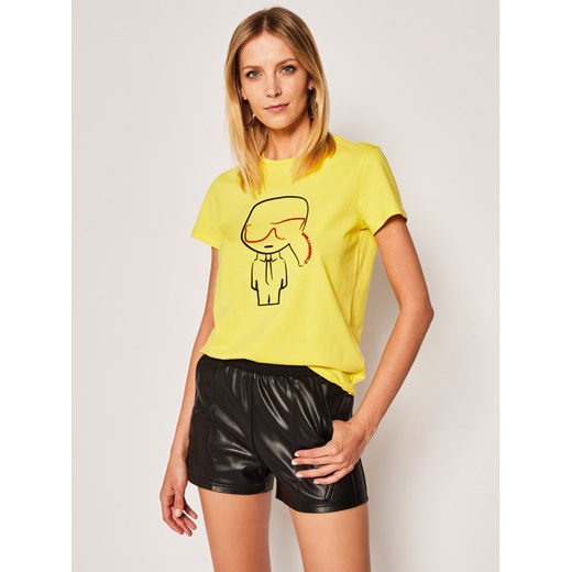 KARL LAGERFELD T-Shirt Ikonik Karl Outline 201W1738 Żółty Regular Fit Karl Lagerfeld XS wyprzedaż MODIVO