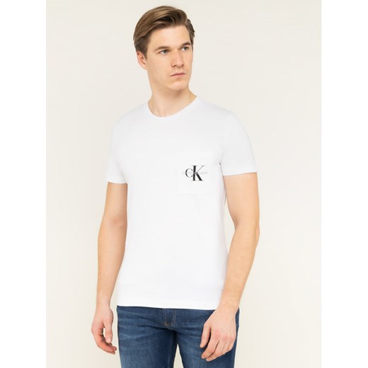 Calvin Klein Jeans T-Shirt J30J311023 Biały Slim Fit XXL MODIVO wyprzedaż