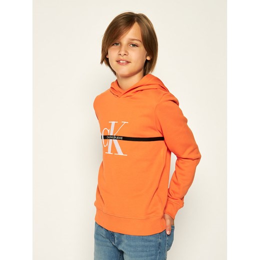 Calvin Klein Jeans Bluza Monogram Stripe Hoodie IB0IB00465 Pomarańczowy Regular Fit 8 okazja MODIVO