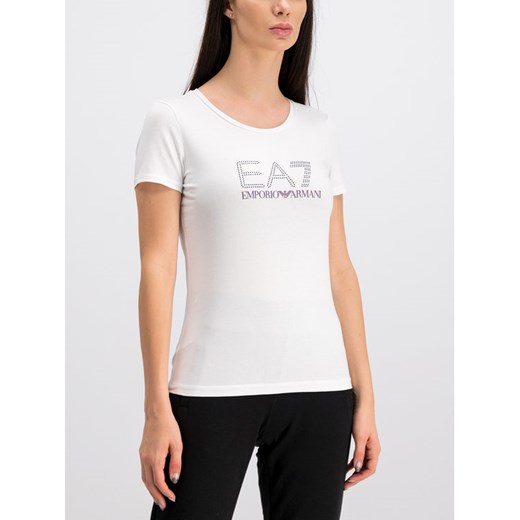 EA7 Emporio Armani T-Shirt 6GTT60 TJ29Z 1100 Biały Slim Fit S wyprzedaż MODIVO