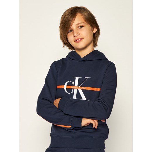 Calvin Klein Jeans Bluza Monogram Stripe Hoodie IB0IB00465 Granatowy Regular Fit 4 MODIVO promocyjna cena