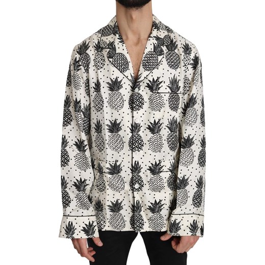 Pineapple Silk Top Shirt Dolce & Gabbana 41 IT promocja showroom.pl