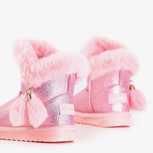 Royalfashion.pl buty zimowe dziecięce bez wzorów różowe 