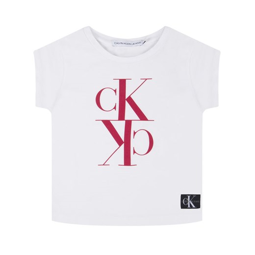 Calvin Klein Jeans T-Shirt Monogram Cropped IG0IG00419 Biały Regular Fit 10 promocyjna cena MODIVO