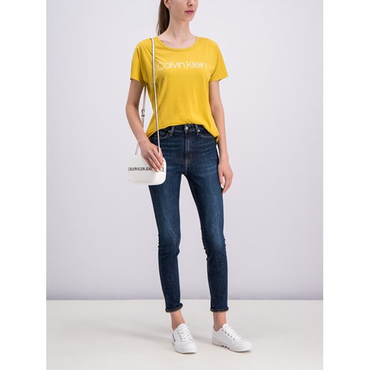 Calvin Klein T-Shirt Open-Nk Logo Prt T-Shirt Ss K20K200931 Żółty Regular Fit Calvin Klein XS promocja MODIVO