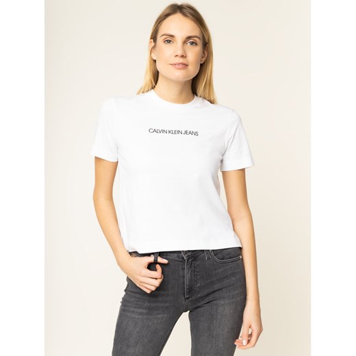 Calvin Klein Jeans T-Shirt Institutional Logo J20J212879 Biały Regular Fit L promocyjna cena MODIVO