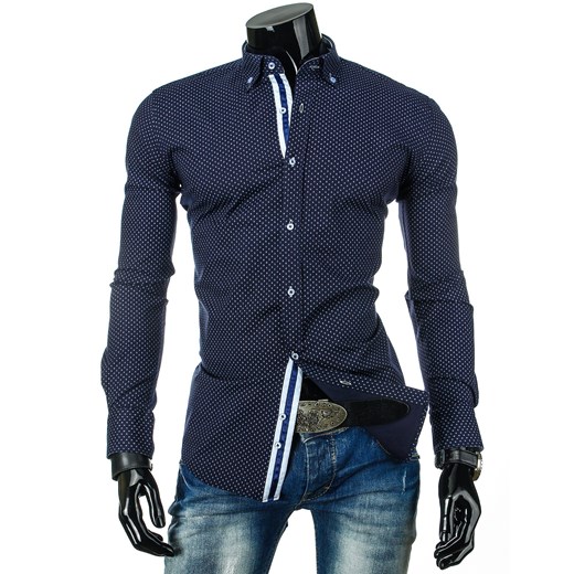 Koszula z długim rękawem (dx0222) - Niebieski dstreet szary bawełniane