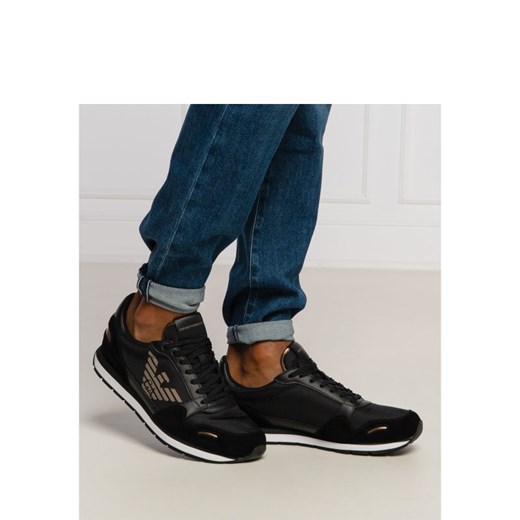 Buty sportowe męskie Emporio Armani skórzane czarne sznurowane 