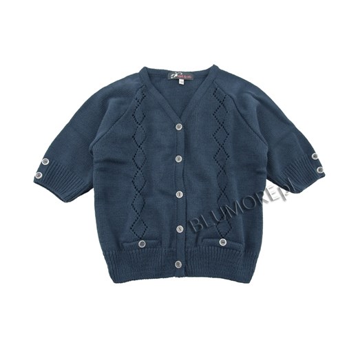 Granatowy zapinany sweter dla dziewczynki 122-152 blumore-pl szary abstrakcyjne wzory