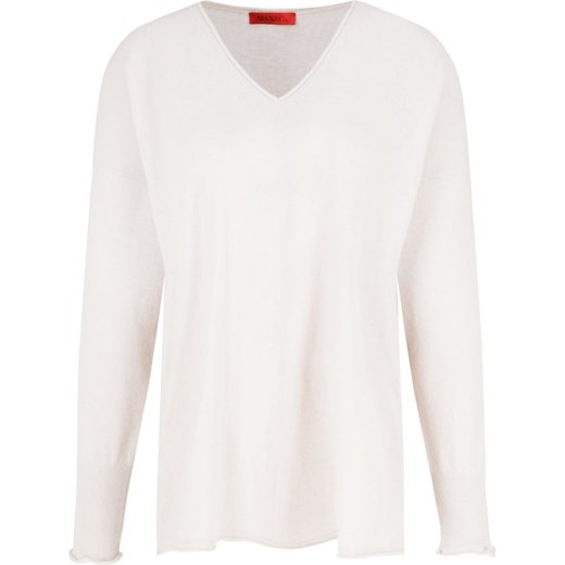 Sweter damski Max & Co. z dekoltem w literę v casual Odzież Damska YT biały ZBWY Sweter damski Max & Co. z dekoltem w literę v casual Odzież Damska YT biały ZBWY