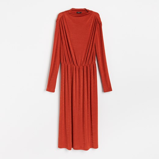 Reserved - Dzianinowa sukienka z drapowaniem - Czerwony Reserved L Reserved