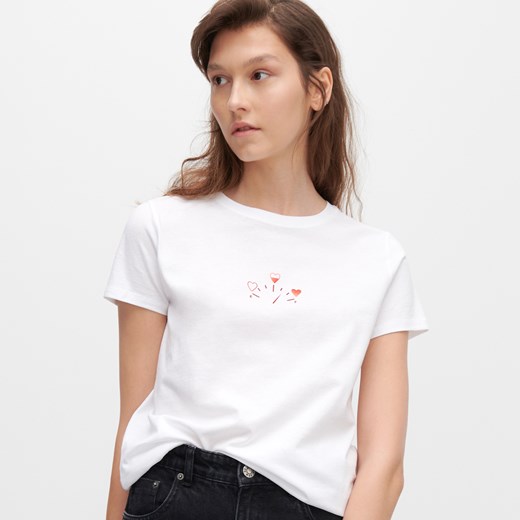 Reserved - T-shirt z minimalistycznym nadrukiem - Reserved M Reserved