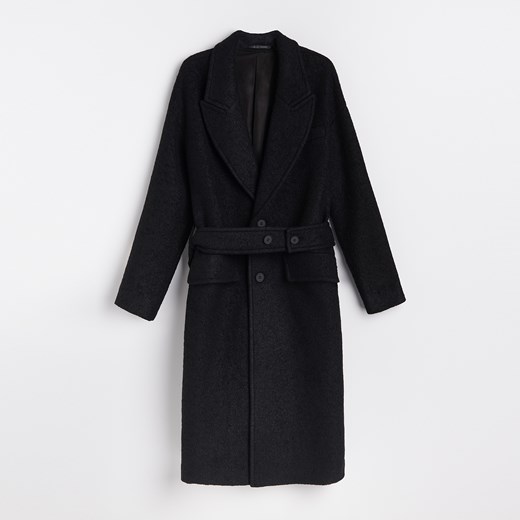Reserved - Długi płaszcz z wełną - Czarny Reserved L Reserved
