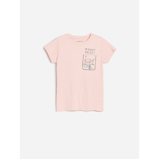 Reserved - T-shirt z nadrukiem - Różowy Reserved 110 Reserved