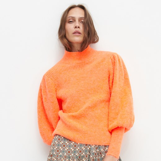 Reserved - Sweter z bufiastymi rękawami - Pomarańczowy Reserved S Reserved