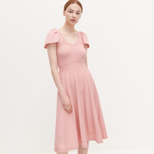 Reserved - Dzianinowa sukienka - Różowy Reserved M Reserved wyprzedaż