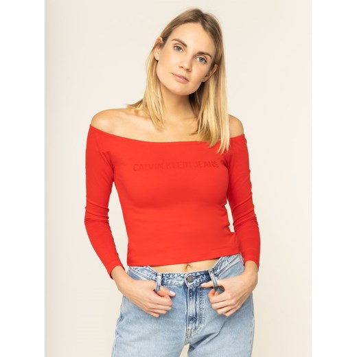 Calvin Klein Jeans Bluzka J20J212920 Czerwony Regular Fit L promocyjna cena MODIVO