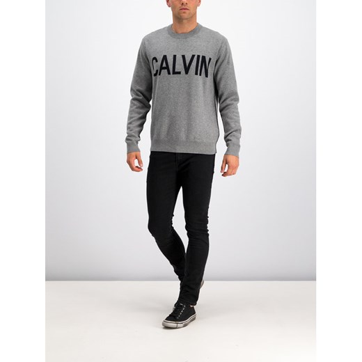 Calvin Klein Jeans Sweter J30J313161 Szary Regular Fit XL okazyjna cena MODIVO