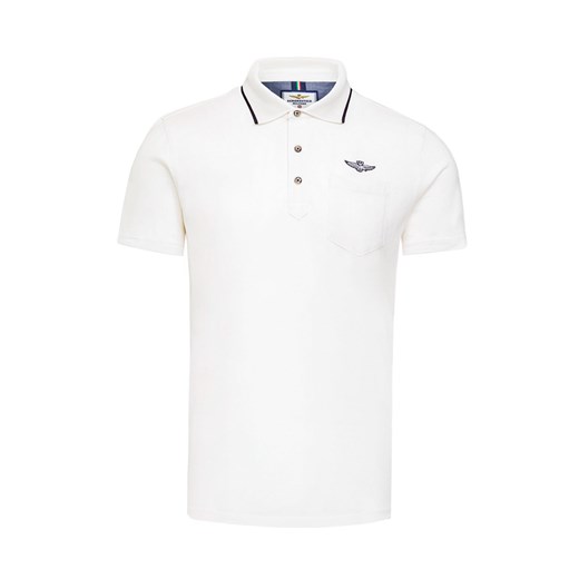T-shirt męski Aeronautica Militare biały z krótkim rękawem z tkaniny 