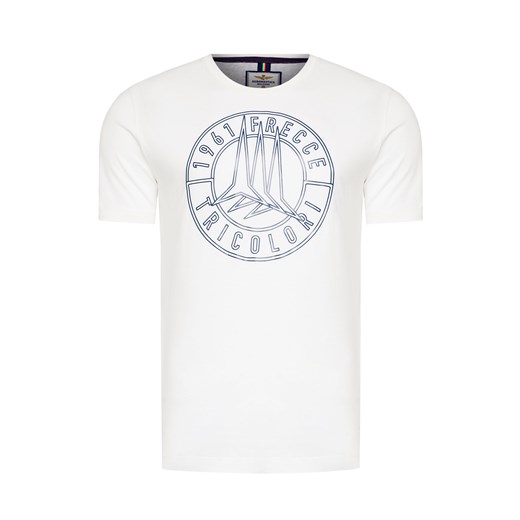 T-shirt męski biały Aeronautica Militare w stylu młodzieżowym z krótkim rękawem 
