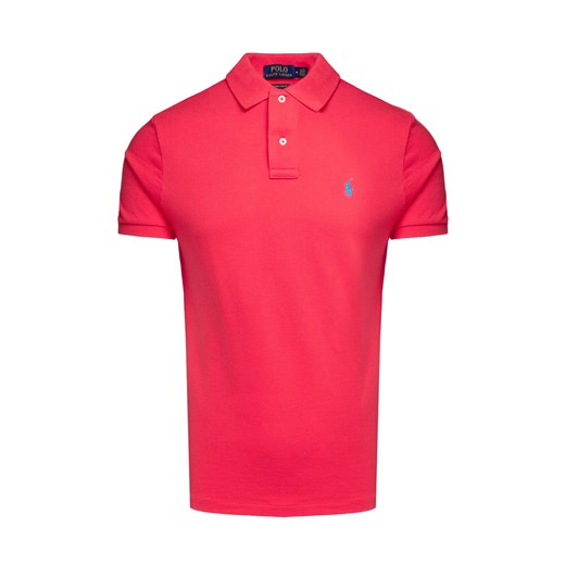 T-shirt męski czerwony Polo Ralph Lauren z krótkim rękawem z tkaniny 
