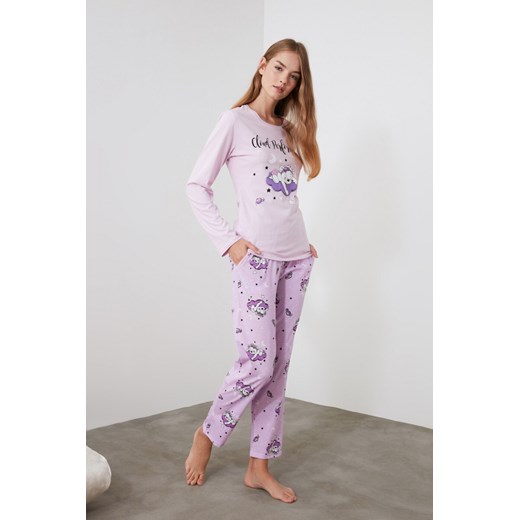 Trendyol Lila Bear Printed Knitted Pajama Set Trendyol XS Factcool