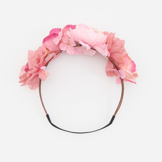Reserved - Ozdobiona kwiatami opaska na włosy z gumką - Różowy Reserved ONE SIZE wyprzedaż Reserved