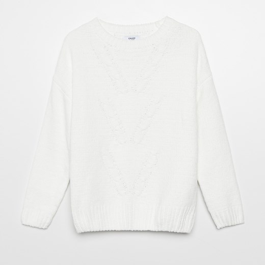 Cropp - Sweter z warkoczowym splotem - Biały Cropp S Cropp
