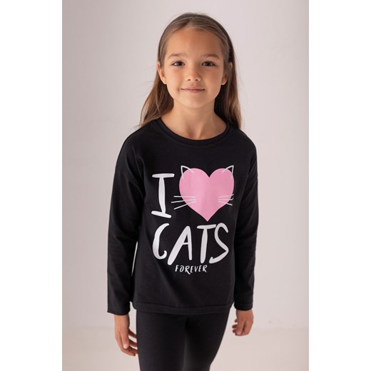 Czarna bluzka z kotem dla dziewczynki 98 Jesień/Zima Myprincess / Lily Grey 128 myprincess.pl
