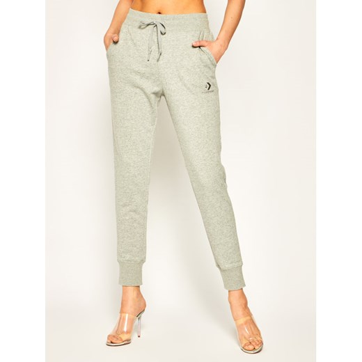 Converse Spodnie dresowe High Waisted Slim Jogger 10018407-A02 Szary Slim Fit Converse L wyprzedaż MODIVO