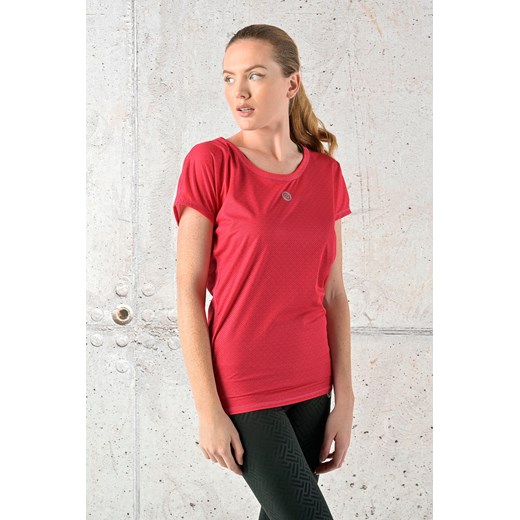 Nessi Sportswear bluzka damska z okrągłym dekoltem czerwona z krótkimi rękawami 