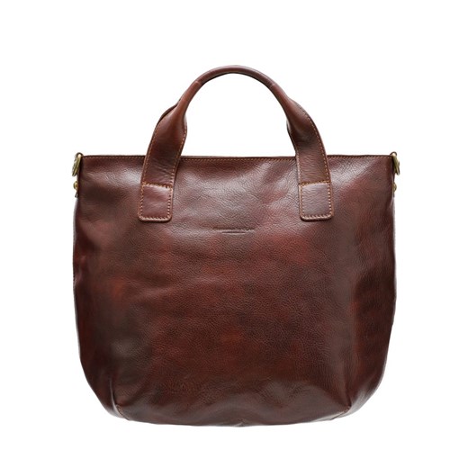 Brązowa shopper bag Glamorous By Glam Santa Croce skórzana bez dodatków 