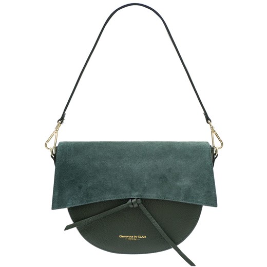 Shopper bag Glamorous By Glam na ramię skórzana zielona bez dodatków 