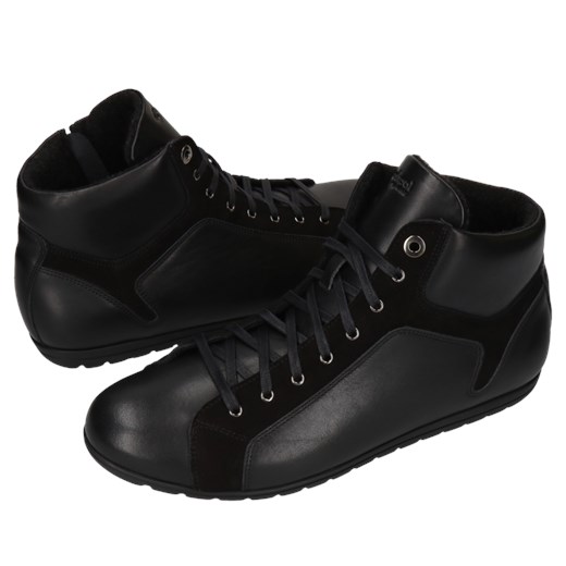 Czarne buty zimowe męskie Conhpol Dynamic zamszowe sznurowane 