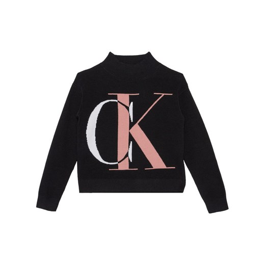 Sweter dziewczęcy czarny Calvin Klein 