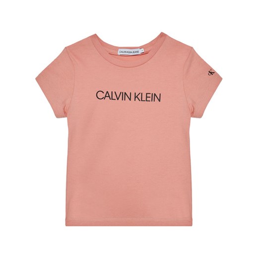 Bluzka dziewczęca różowa Calvin Klein z krótkim rękawem na lato 