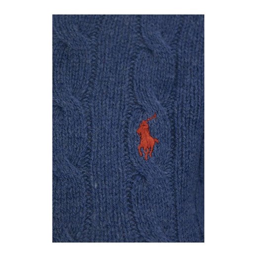 Sweter damski Ralph Lauren wełniany niebieski z okrągłym dekoltem 