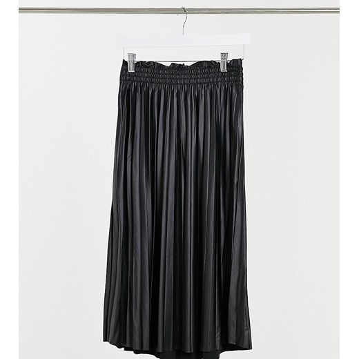 Vero Moda Tall Exclusive – Czarna spódnica plisowana midi o skórzanym wyglądzie-Czarny XXL Asos Poland