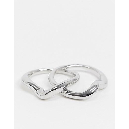 DesignB London – Połączone pierścionki w kolorze srebrnym Designb London M/L Asos Poland