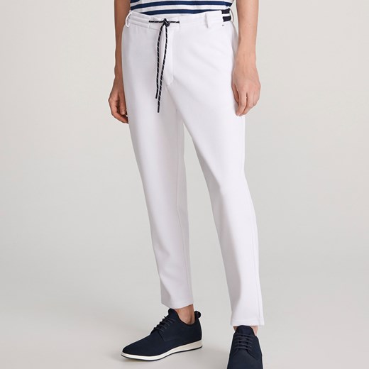 Reserved - Spodnie ze strukturalnej dzianiny - Biały Reserved XL okazyjna cena Reserved