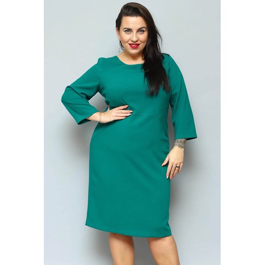 Sukienka ołówkowa odcinana elegancka KAREN zielona Plus Size karko.pl