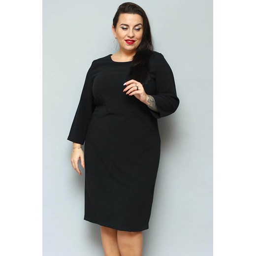Sukienka ołówkowa odcinana elegancka KAREN czarna Plus Size karko.pl