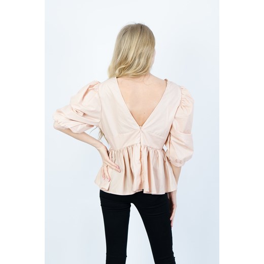 RÓŻOWA ELEGANCKA BLUZKA Z DEKOLTEM V Olika S/M olika.com.pl