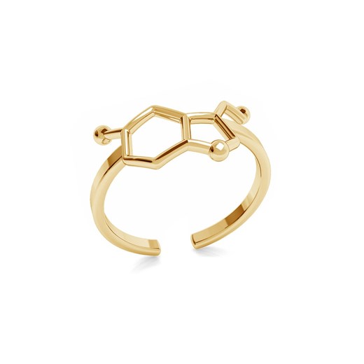 Srebrny pierścionek serotonina, wzór chemiczny 925 : Kolor pokrycia srebra - Pokrycie Żółtym 18K Złotem Giorre GIORRE