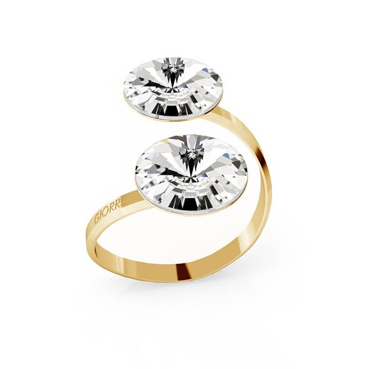 Srebrny pierścionek swarovski rivoli 12mm 925 : Kolor kryształu SWAROVSKI - Crystal, Kolor pokrycia srebra - Pokrycie Żółtym 18K Złotem Giorre GIORRE