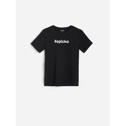 Reserved - Bawełniany t-shirt z nadrukiem - Czarny Reserved 158 Reserved