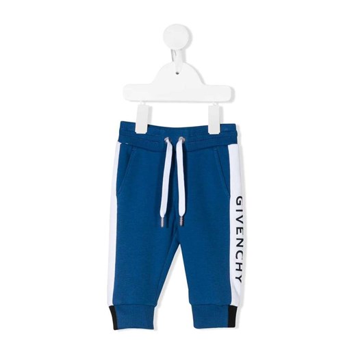 Niebieskie spodnie chłopięce Givenchy na zimę z napisami 