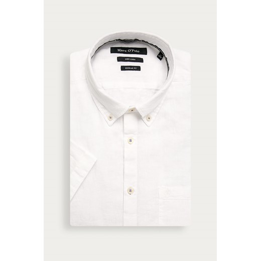 Koszula męska Marc O'Polo biała tkaninowa z kołnierzykiem button down bez wzorów 