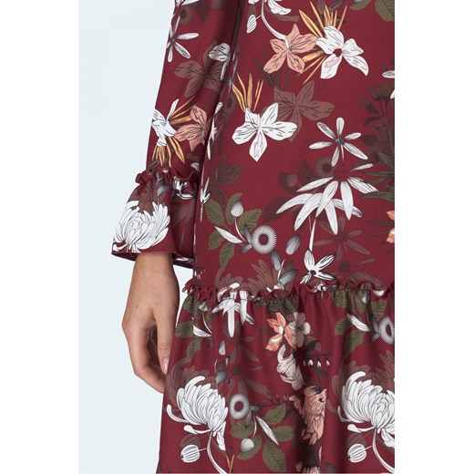 Nife sukienka z okrągłym dekoltem w kwiaty z długim rękawem 