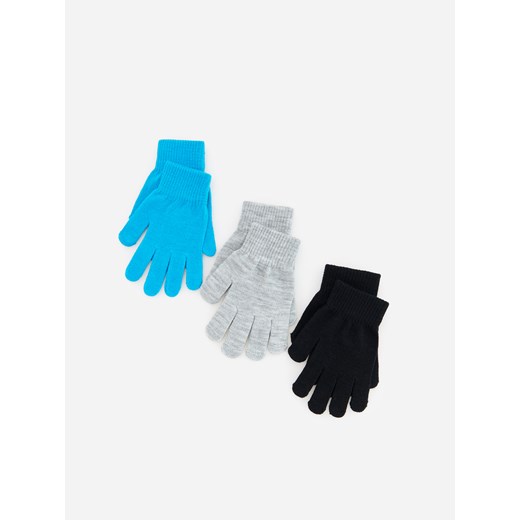Reserved - Dzianinowe rękawiczki z bawełny 3 pack - Niebieski Reserved S/M Reserved